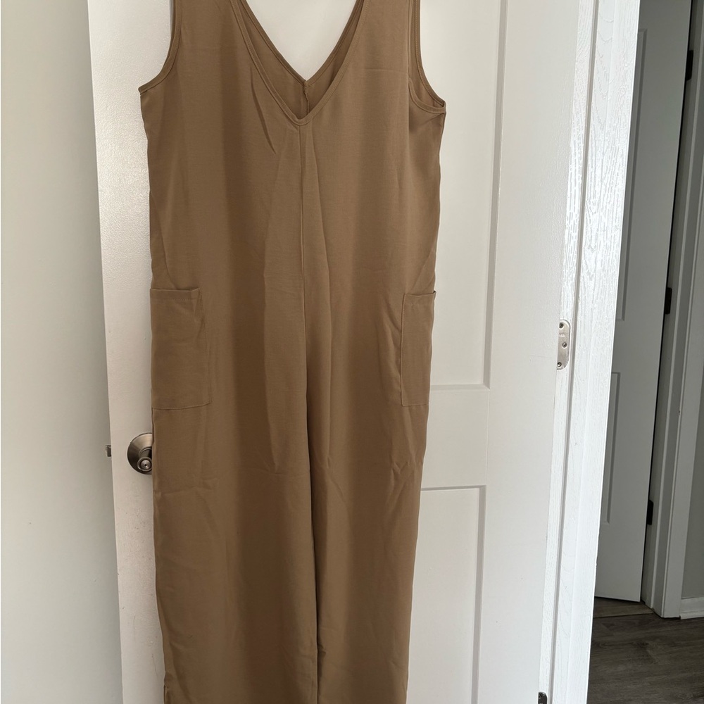 Tan Sleeveless Jumpsuit